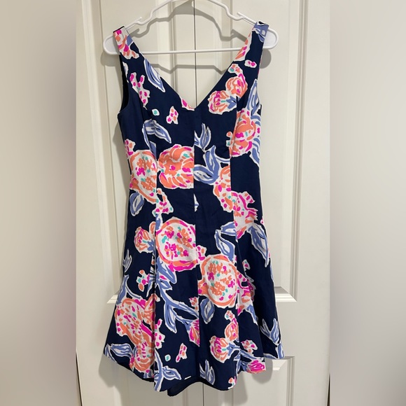 Lilly Pulitzer Clove Dress in Bright Navy Pom Poms Size 4 - Picture 2 of 7